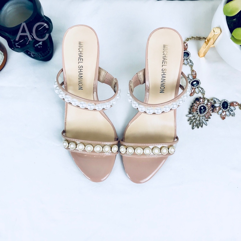HP 🎉 Michael Shannon Pearl Embellished Pink Mules - Picture 3 of 8